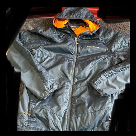 Eddie Bauer athletic performance, jacket, size men’s, medium, gray with orange - Picture 15 of 16